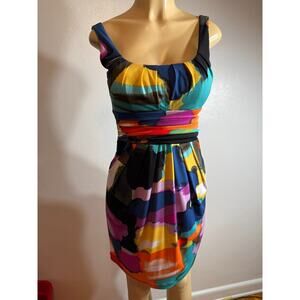 Bisou Bisou Michele Bohbot Watercolor Sleeveless Dress, sz 4